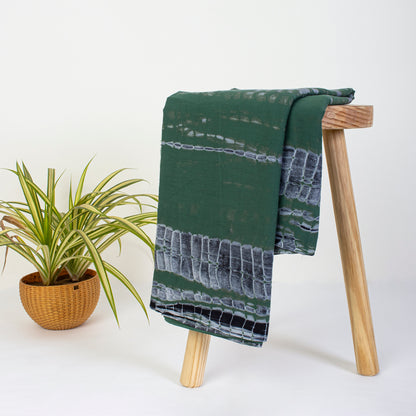 Luxurious Green Tie Dye Shibori Vegetable Dyed Fabric