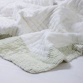 Luxurious White Hand Block Print Cotton Kantha Quilt Blanket