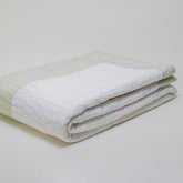 Luxurious White Hand Block Print Cotton Kantha Quilt Blanket