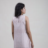 Luxurious White Handmade Cotton Fancy Midi Dress