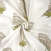 Luxury Green Leaf Hand Block Print Fabric