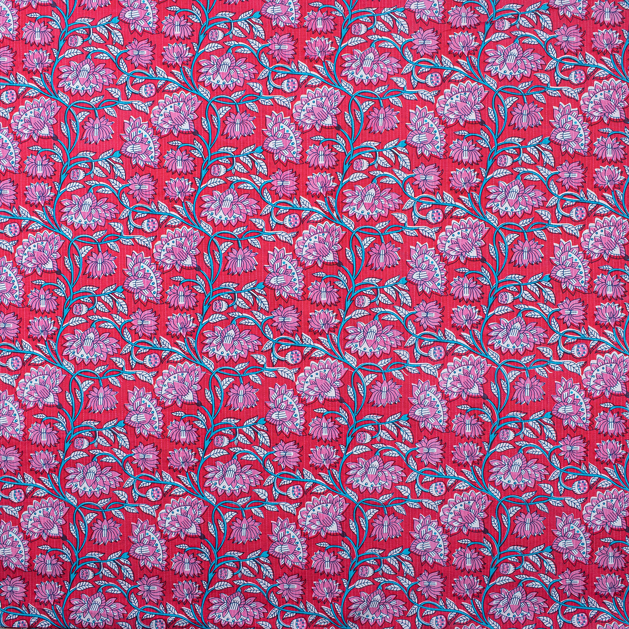 Luxury Hand Block Floral Print Pure Kantha Fabric By The Yard