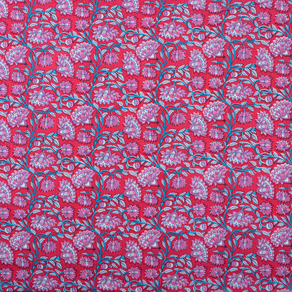 Luxury Hand Block Floral Print Pure Kantha Fabric By The Yard