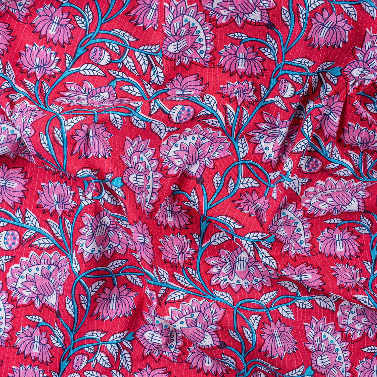 Luxury Hand Block Floral Print Pure Kantha Fabric By The Yard