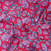 Luxury Hand Block Floral Print Pure Kantha Fabric By The Yard