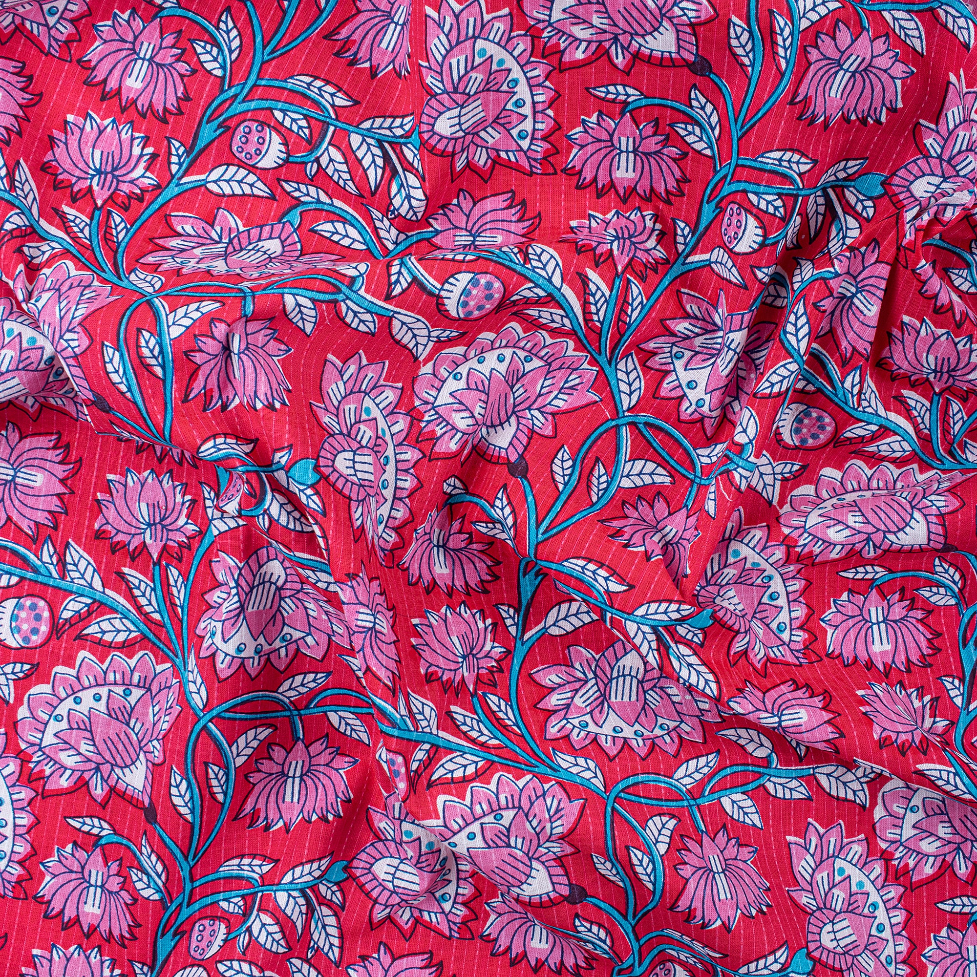 Luxury Hand Block Floral Print Pure Kantha Fabric By The Yard