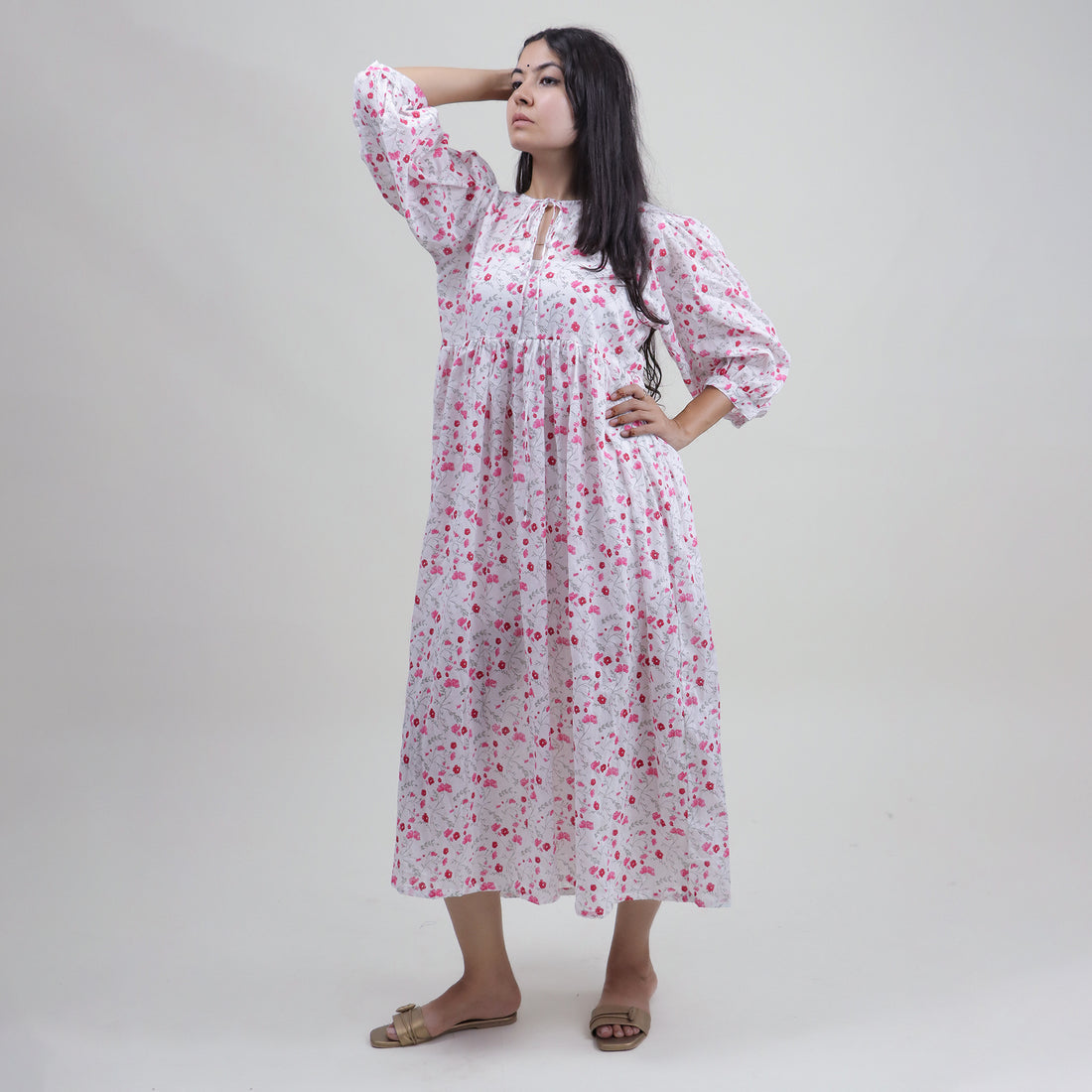 Luxury Red Floral Printed Cotton Modern Women&