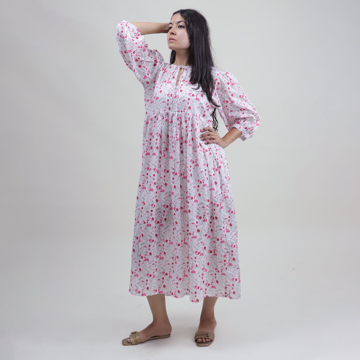 Luxury Red Floral Printed Cotton Modern Women&