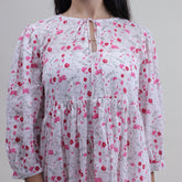 Luxury Red Floral Printed Cotton Modern Women&