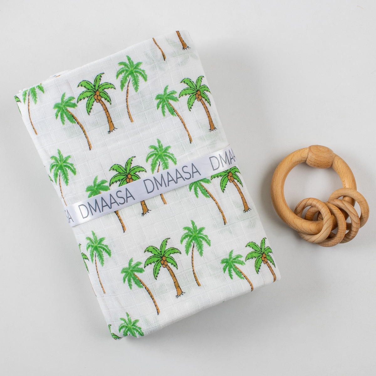 Palm Tree Printed Organic Cotton Newborn Swaddle Wrap