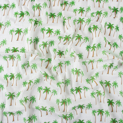 Palm Tree Printed Organic Cotton Newborn Swaddle Wrap