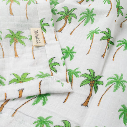 Palm Tree Printed Organic Cotton Newborn Swaddle Wrap