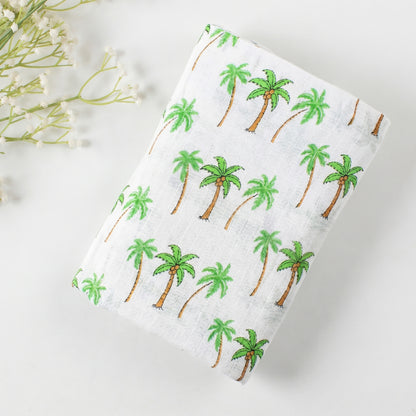 Palm Tree Printed Organic Cotton Newborn Swaddle Wrap
