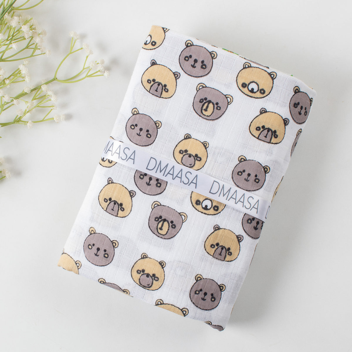 Bear printed Soft Breathable Muslin Cotton Swaddle Wrap