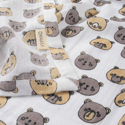 Bear printed Soft Breathable Muslin Cotton Swaddle Wrap