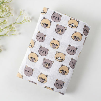 Bear printed Soft Breathable Muslin Cotton Swaddle Wrap