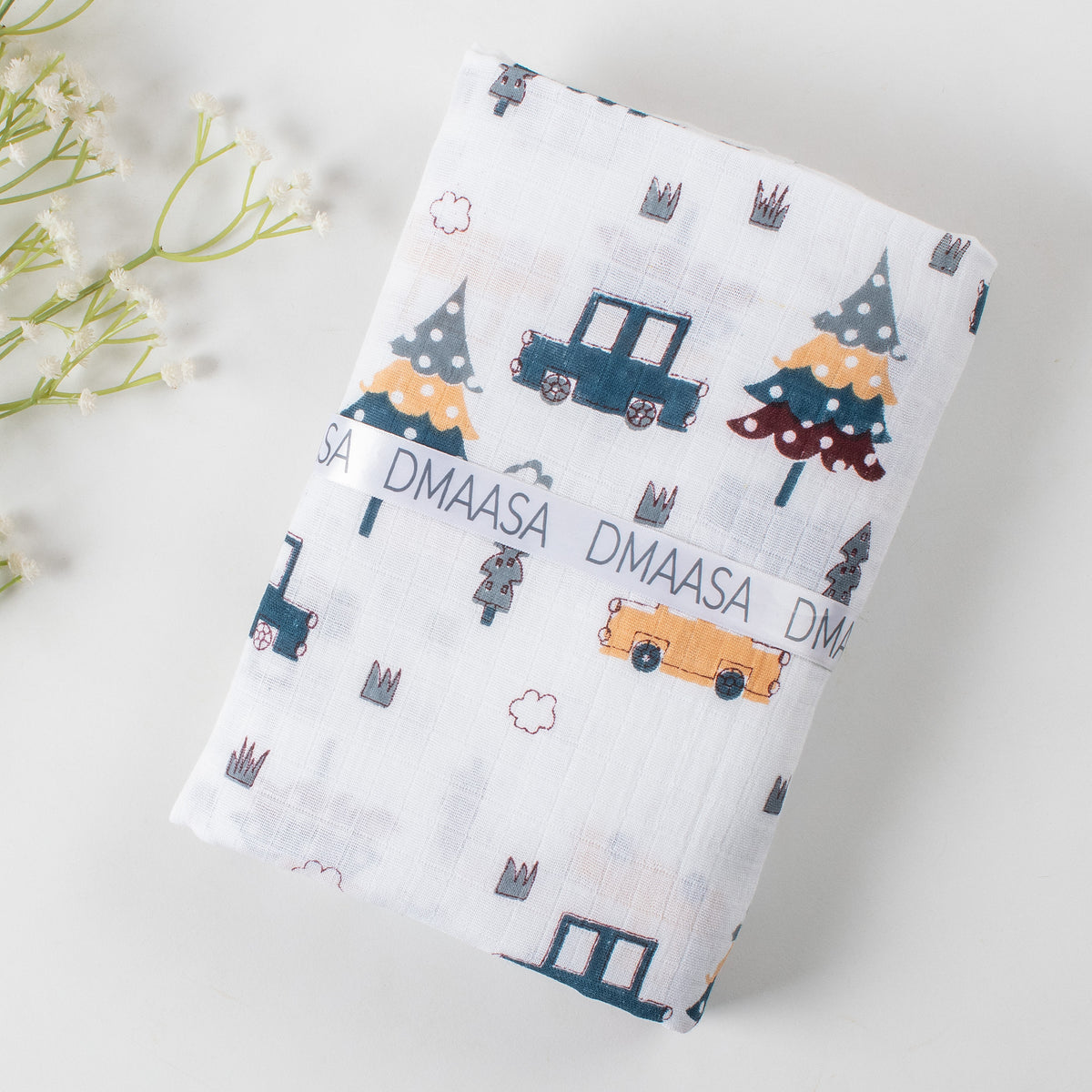 New Vehicle Printed Handmade Cotton Muslin Swaddle Wrap For Newborn