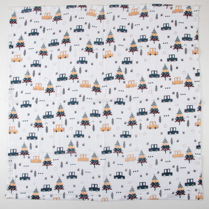 New Vehicle Printed Handmade Cotton Muslin Swaddle Wrap For Newborn