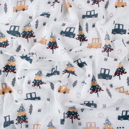 New Vehicle Printed Handmade Cotton Muslin Swaddle Wrap For Newborn