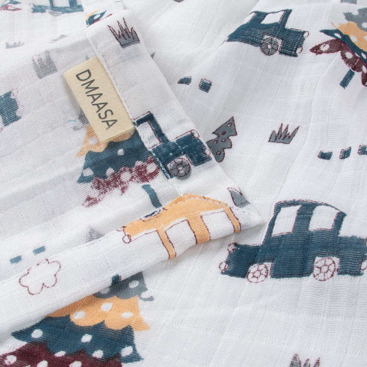 New Vehicle Printed Handmade Cotton Muslin Swaddle Wrap For Newborn