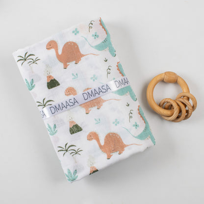 Animal Printed Cotton Muslin Baby Swaddle For Newborn