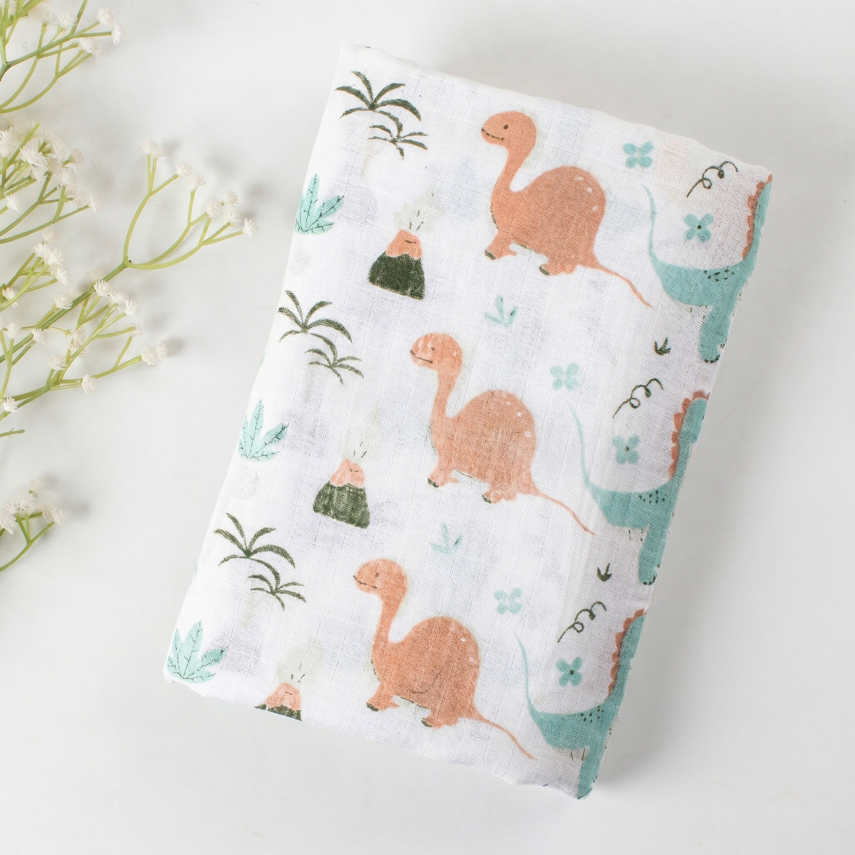 Animal Printed Cotton Muslin Baby Swaddle For Newborn