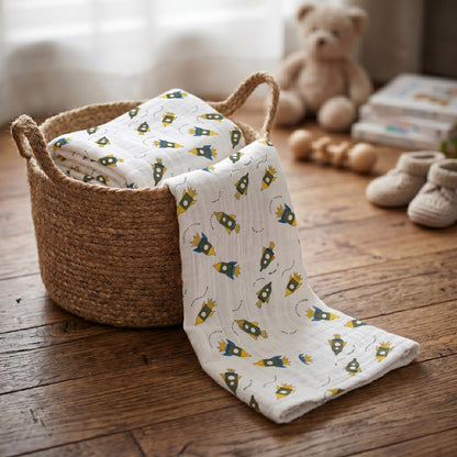 Oragnic Hand Block Printed Cute Soft Swaddle Baby Warp For Gift