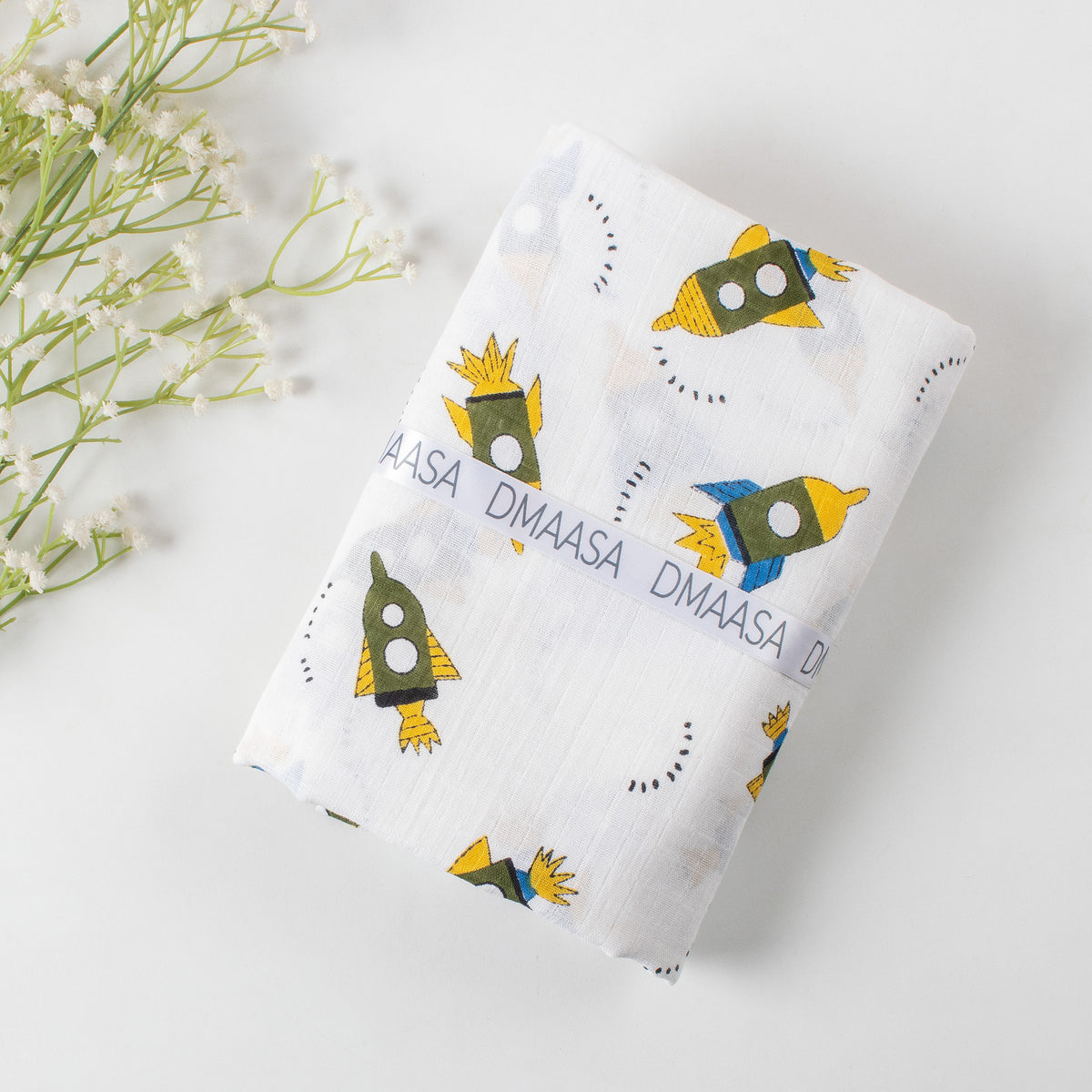 Oragnic Hand Block Printed Cute Soft Swaddle Baby Warp For Gift