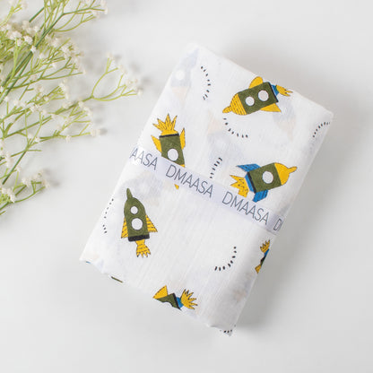 Oragnic Hand Block Printed Cute Soft Swaddle Baby Warp For Gift