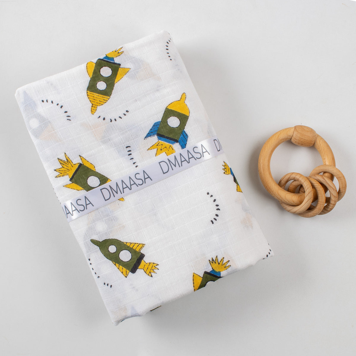 Oragnic Hand Block Printed Cute Soft Swaddle Baby Warp For Gift