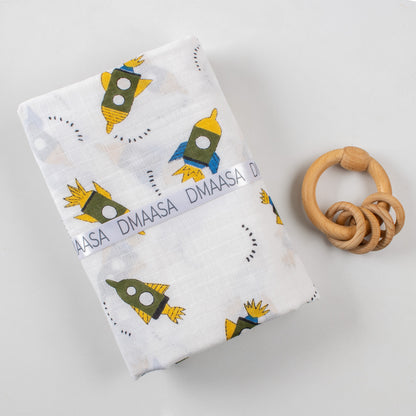 Oragnic Hand Block Printed Cute Soft Swaddle Baby Warp For Gift