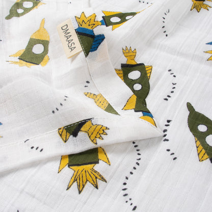 Oragnic Hand Block Printed Cute Soft Swaddle Baby Warp For Gift