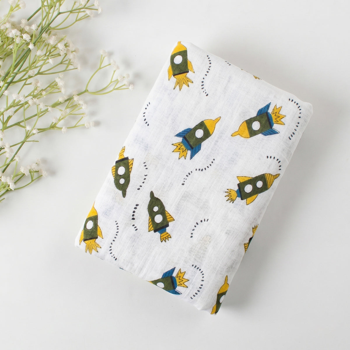 Oragnic Hand Block Printed Cute Soft Swaddle Baby Warp For Gift
