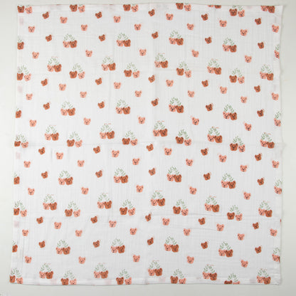 Cute Bear Print Muslin Baby Swaddle Blanket
