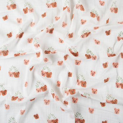 Cute Bear Print Muslin Baby Swaddle Blanket