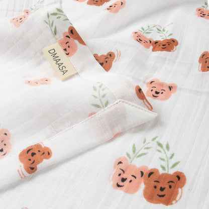 Cute Bear Print Muslin Baby Swaddle Blanket