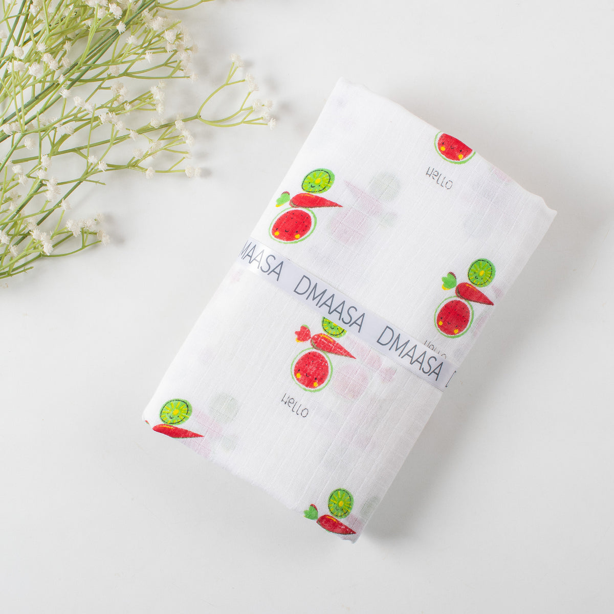 Watermelon &amp; Fruit Printed Muslin Baby Swaddle Wrap
