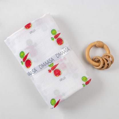 Watermelon &amp; Fruit Printed Muslin Baby Swaddle Wrap