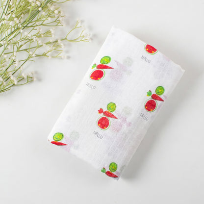 Watermelon &amp; Fruit Printed Muslin Baby Swaddle Wrap