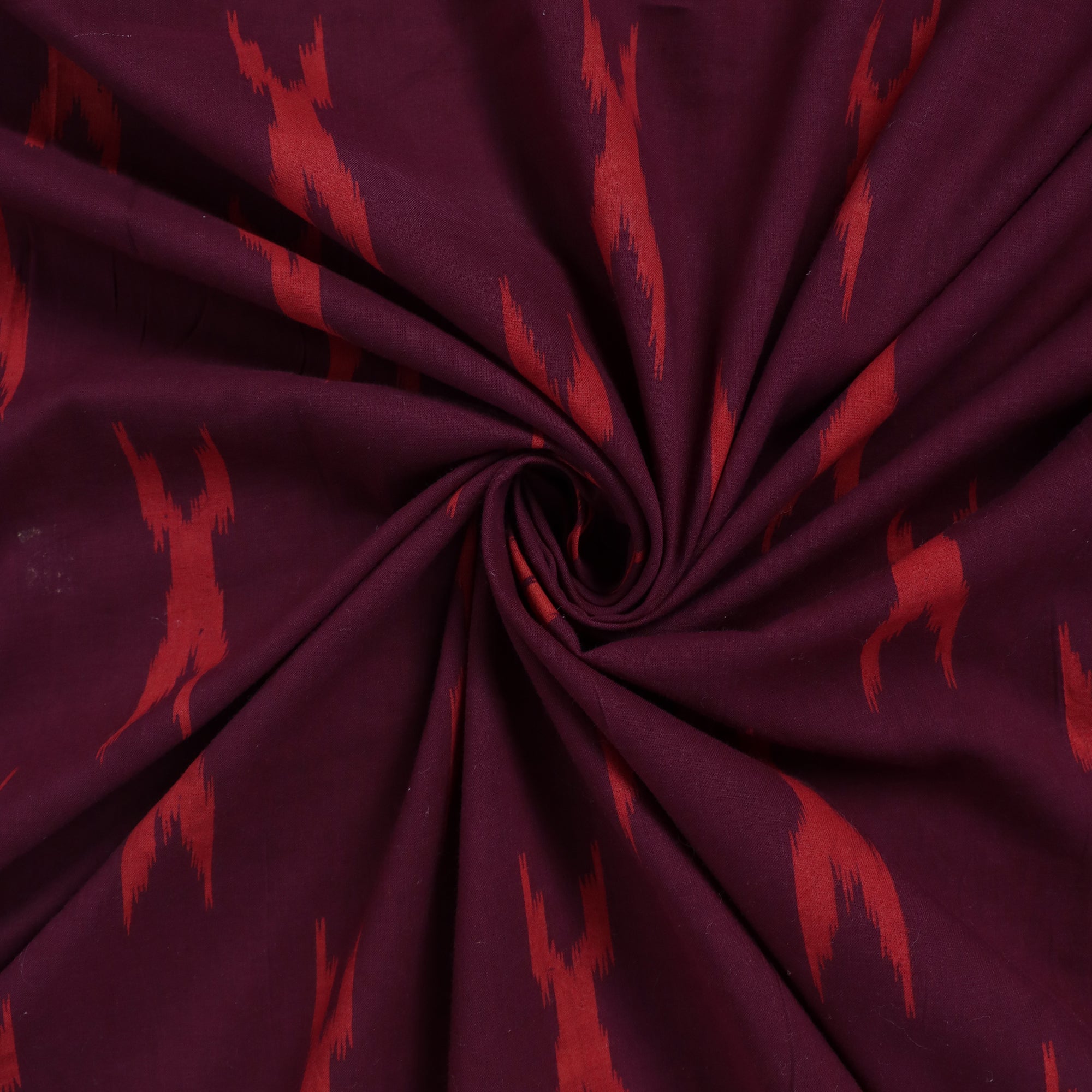 Maroon Indian Hand Block Printed Cotton Dabu Fabric