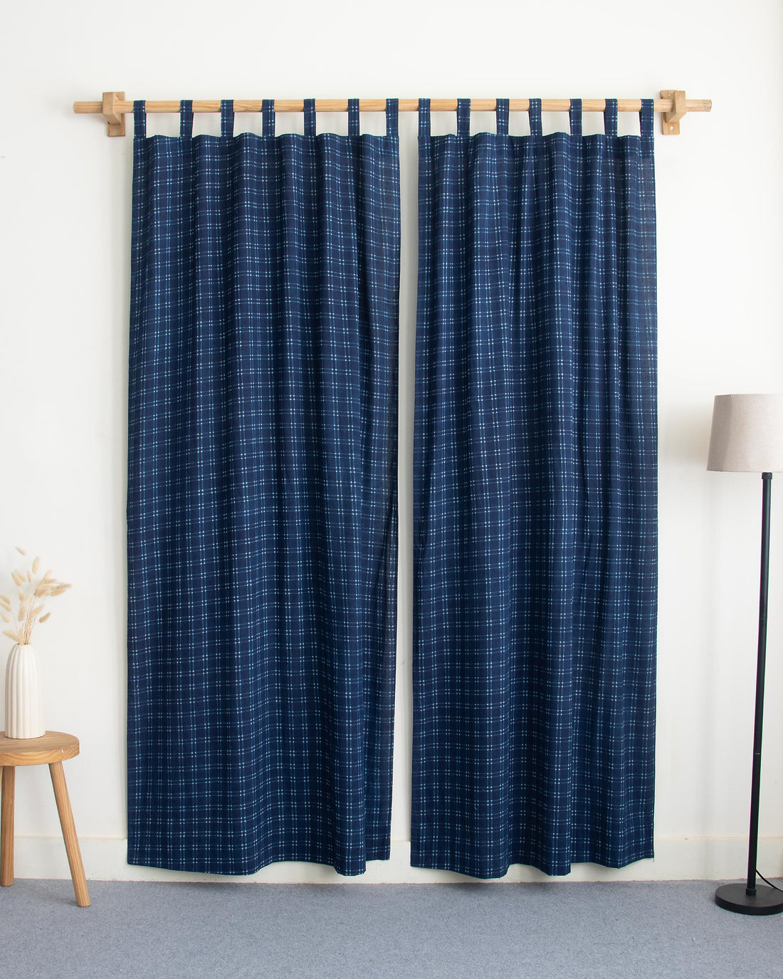 Mini Checks Indian Block Print Livingroom Curtains 