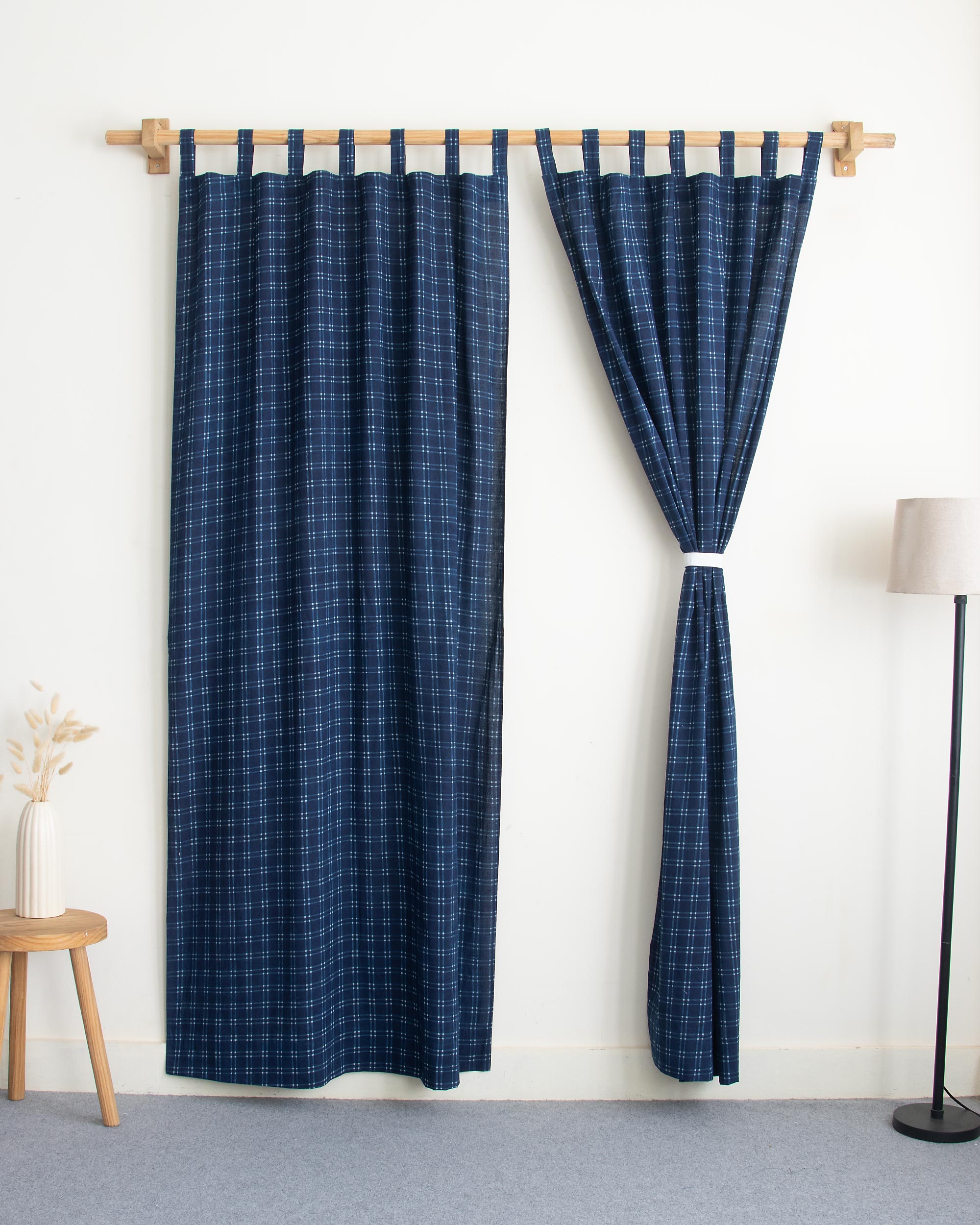 Mini Checks Indian Block Print Livingroom Curtains 