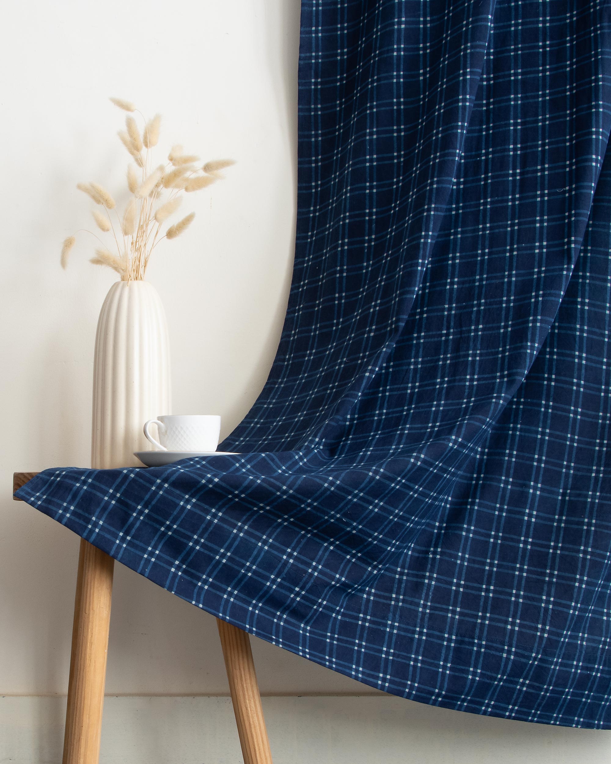 Mini Checks Indian Block Print Livingroom Curtains 