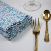 Modern Animal Print Blue Cotton Dinner Napkins