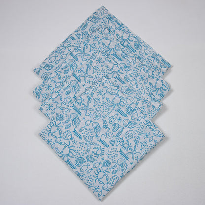 Modern Animal Print Blue Cotton Dinner Napkins