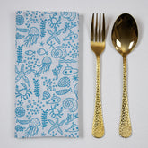 Modern Animal Print Blue Cotton Dinner Napkins