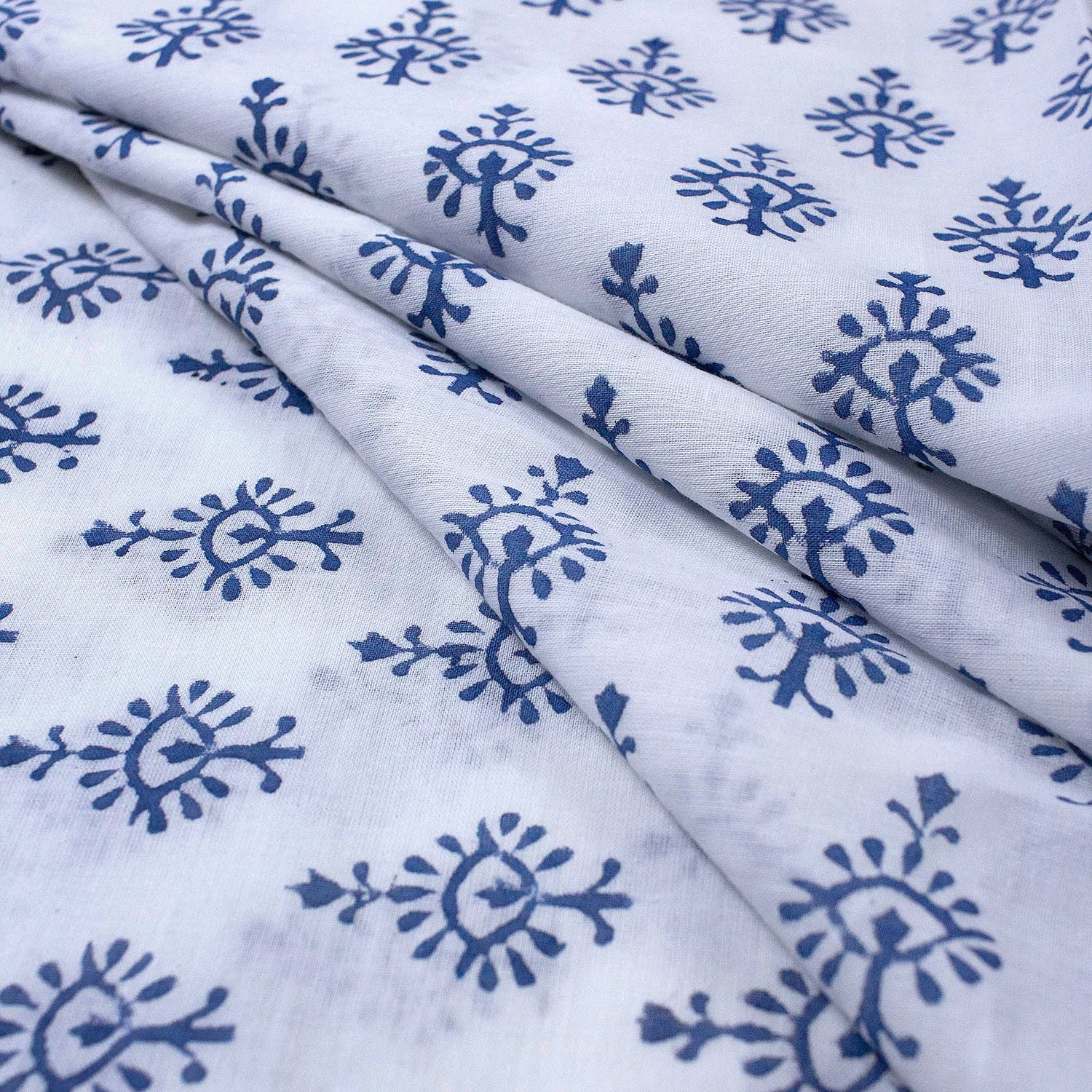 Modern Blue Booti Indian Fabric Cloth Material