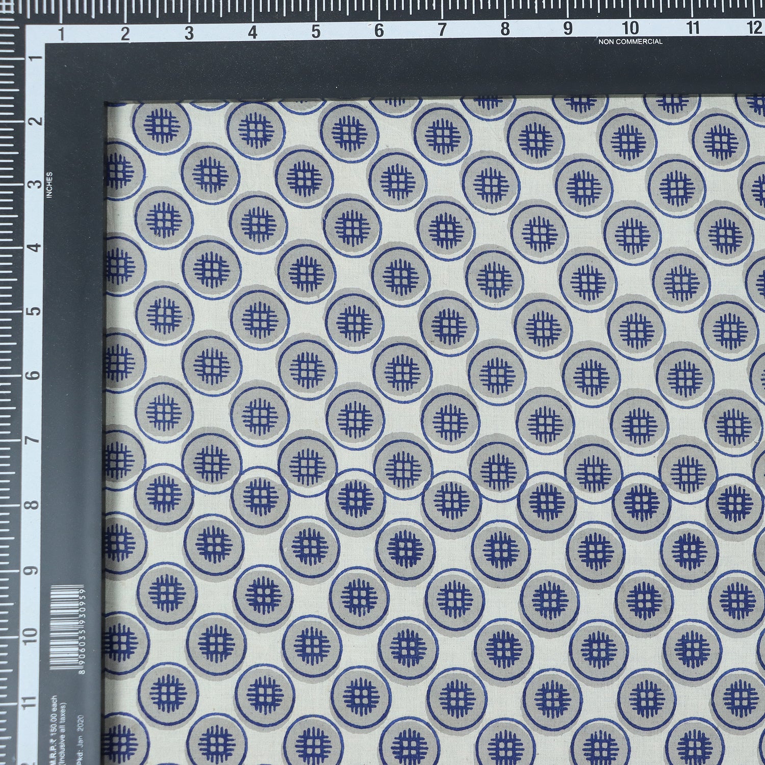 Modern Blue Circle Kashish Hand Block Print Fabric