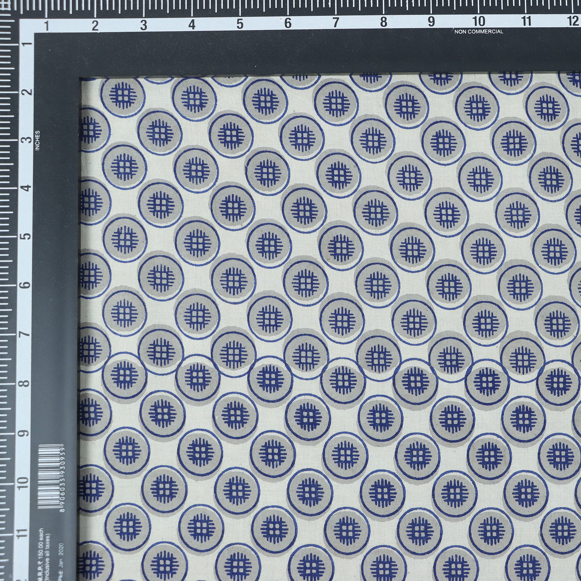 Modern Blue Circle Kashish Hand Block Print Fabric