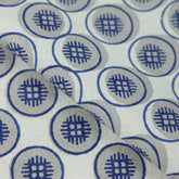 Modern Blue Circle Kashish Hand Block Print Fabric